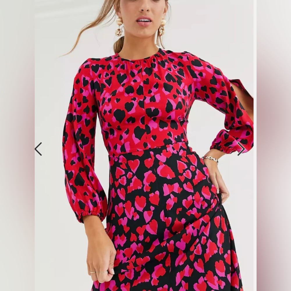 Closet London- Red and Pink Heart Print